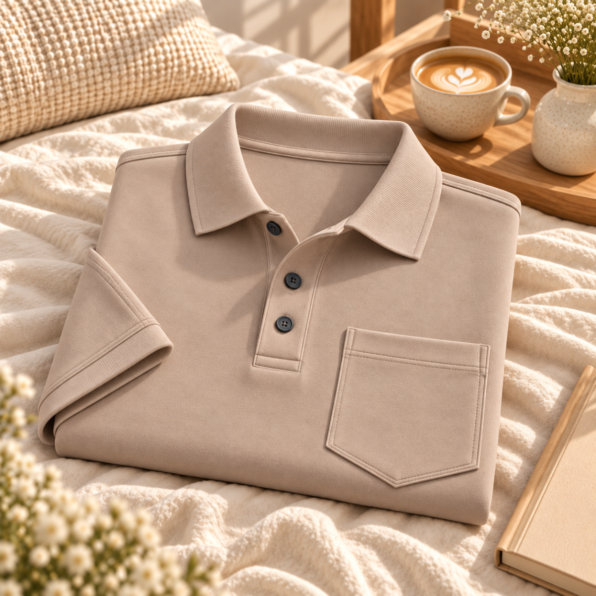 Premium Solid Polo T-Shirt for Men | Beige | T3