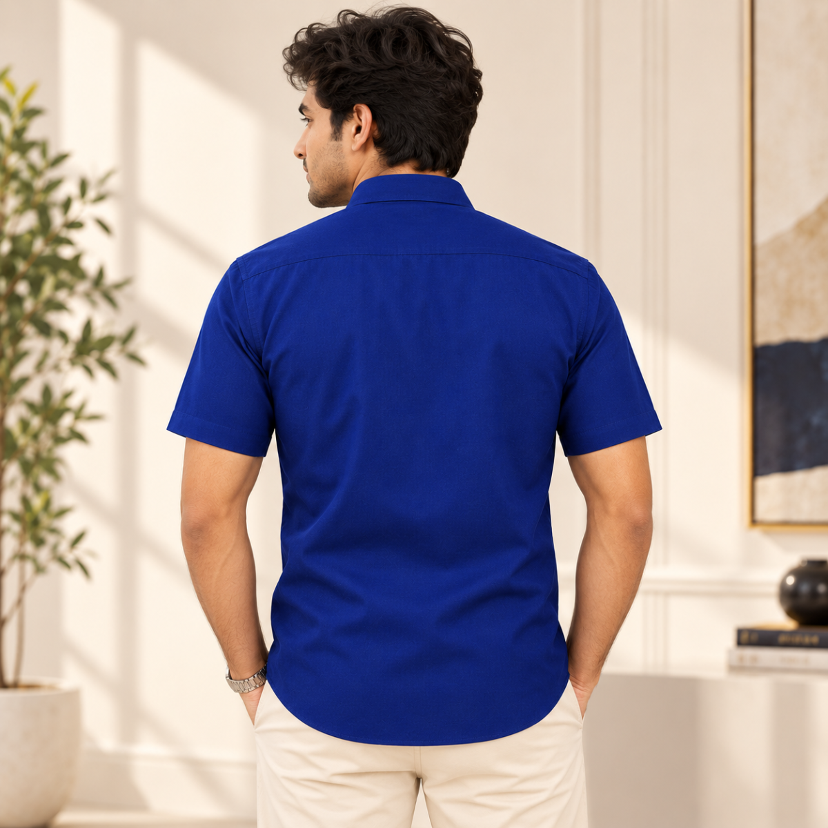 Premium Solid Half Sleeve Shirt for Men | Blue ( S3 )