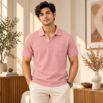 Premium Solid Polo T-Shirt for Men | Pink | T4