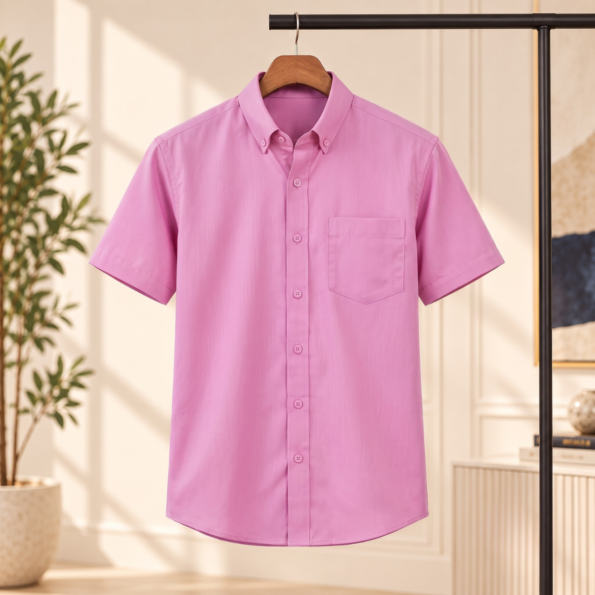 Premium Solid Half Sleeve Shirt for Men | Pink ( S4 )