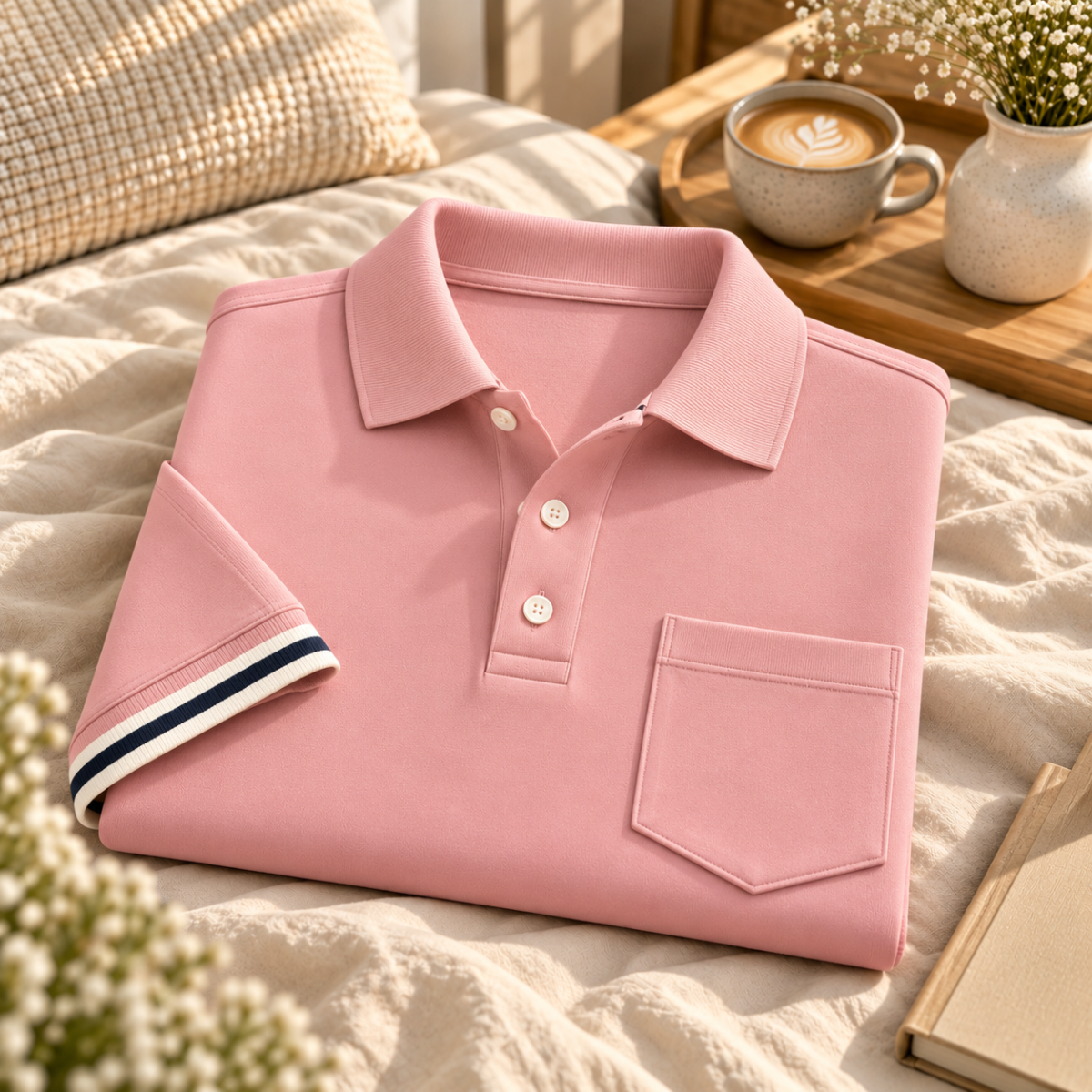 Premium Solid Polo T-Shirt for Men | Pink | T4