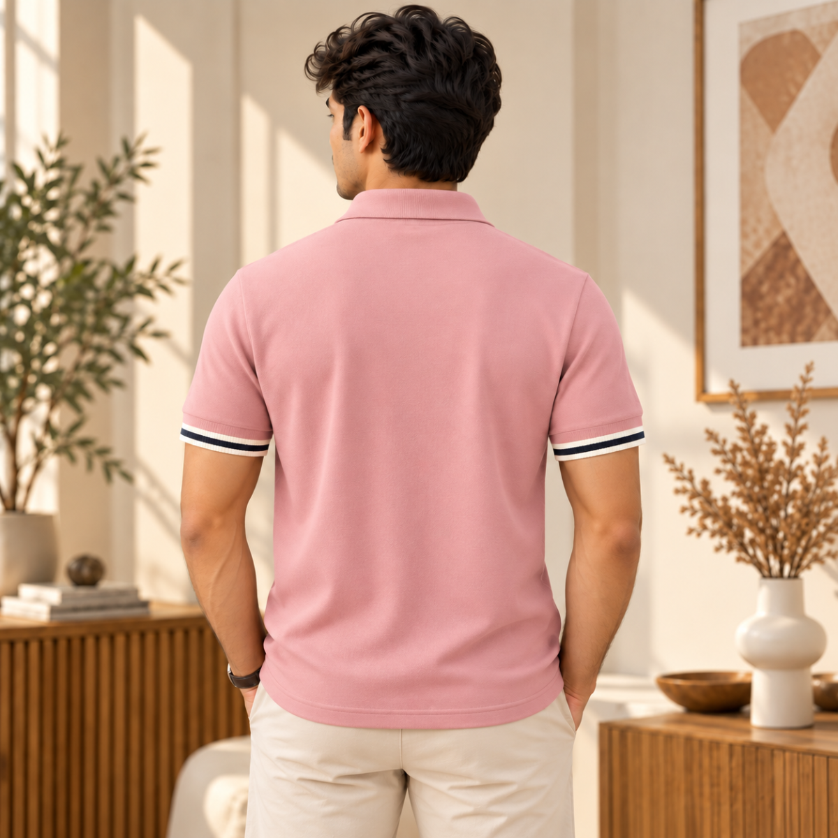 Premium Solid Polo T-Shirt for Men | Pink | T4