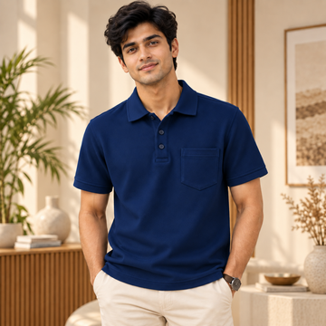 Premium Solid Polo T-Shirt for Men | Blue | T1