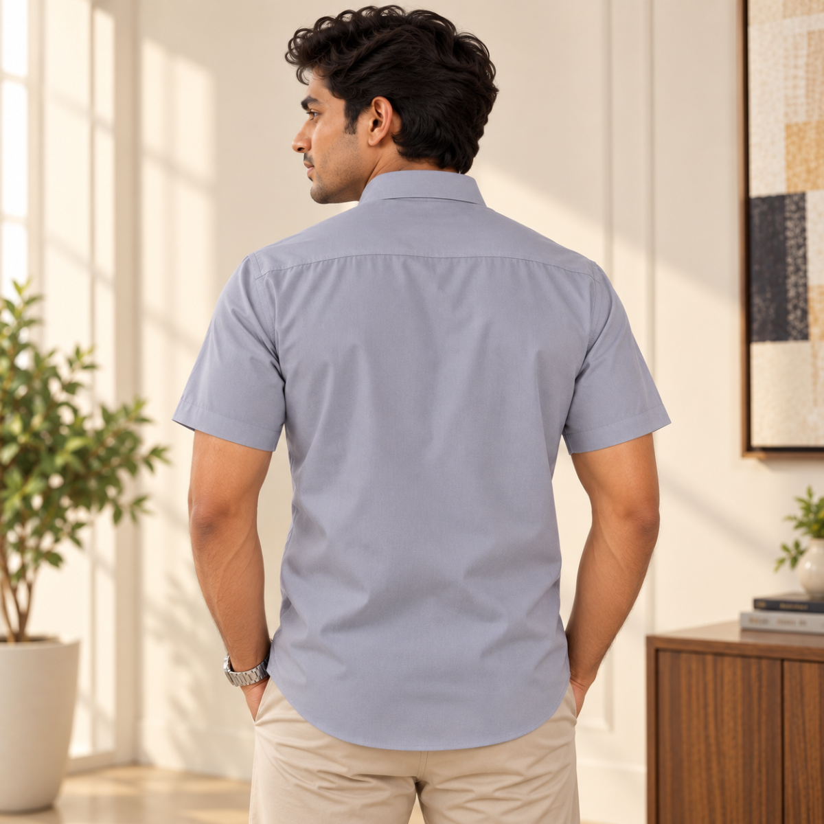 Premium Solid Half Sleeve Shirt for Men | Grey ( S5 )