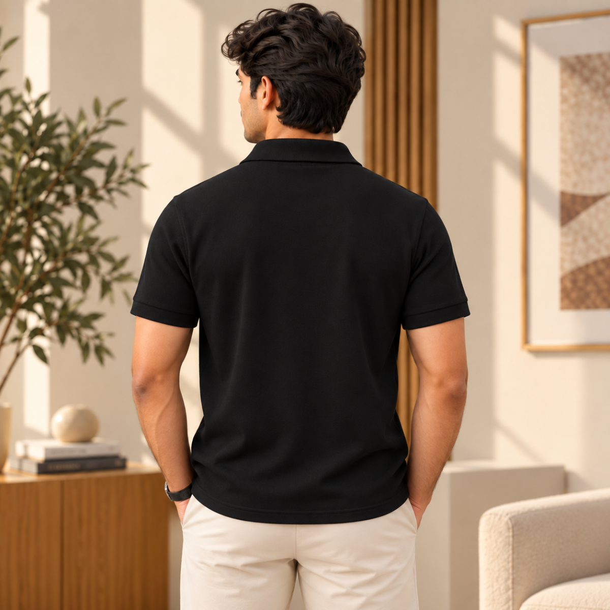 Premium Solid Polo T-Shirt for Men | Black | T5