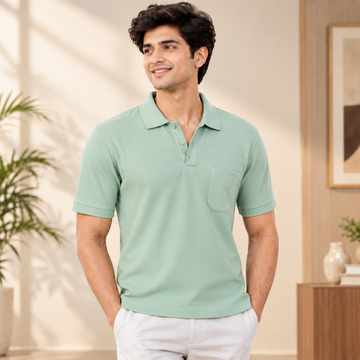 Premium Solid Polo T-Shirt for Men | Mint Green | T6