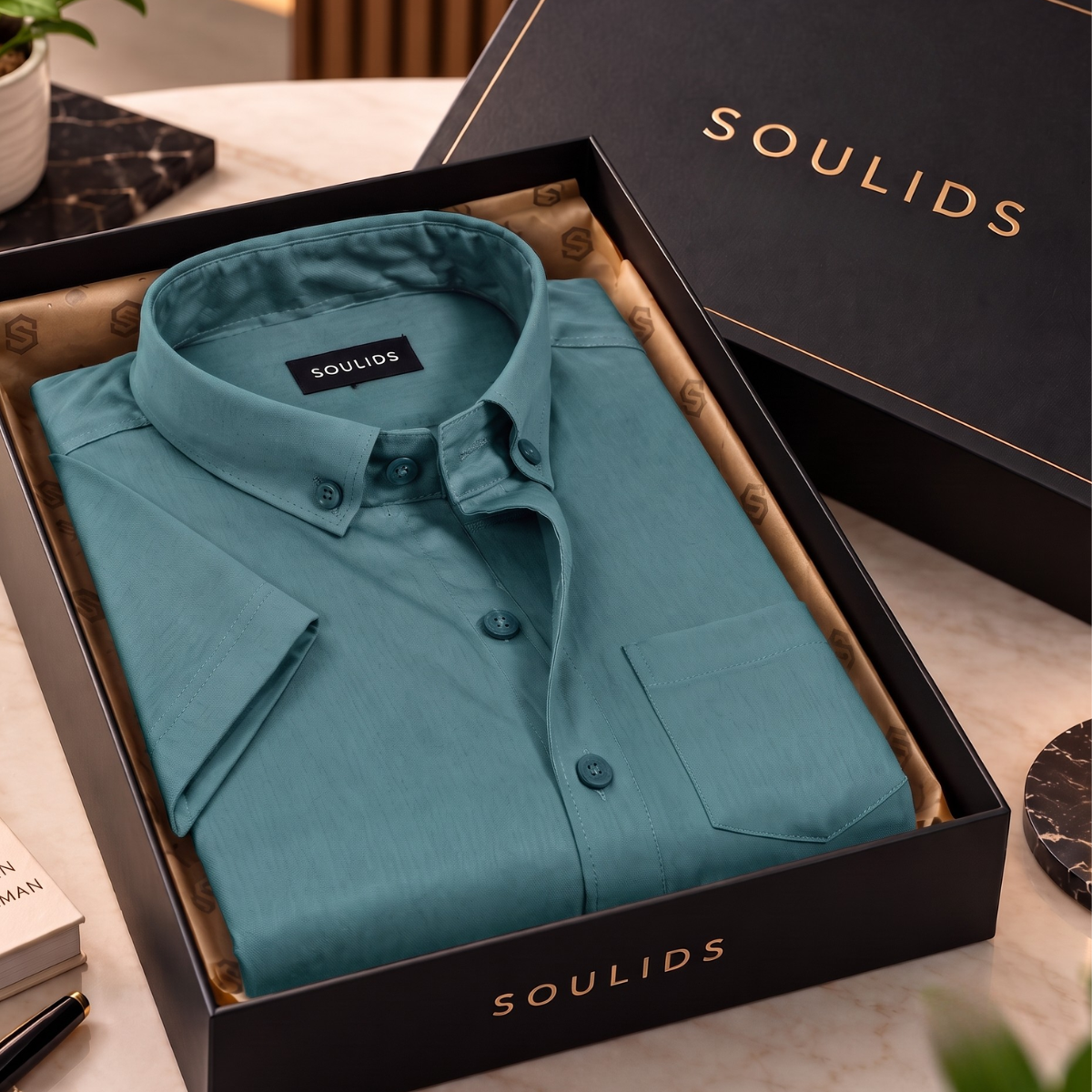 Premium Solid Half Sleeve Shirt for Men | Teal Blue ( S6 )