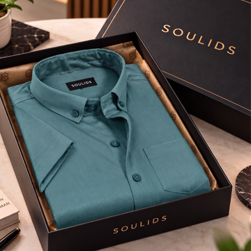 Premium Solid Half Sleeve Shirt for Men | Teal Blue ( S6 )