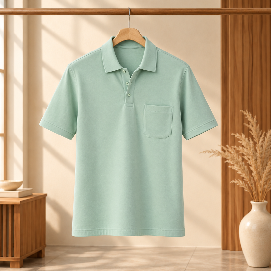 Premium Solid Polo T-Shirt for Men | Mint Green | T6