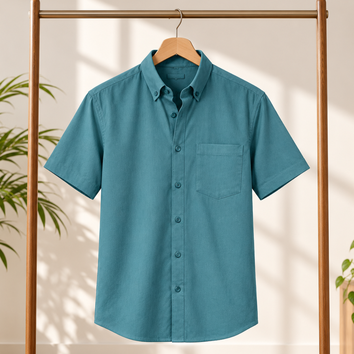 Premium Solid Half Sleeve Shirt for Men | Teal Blue ( S6 )