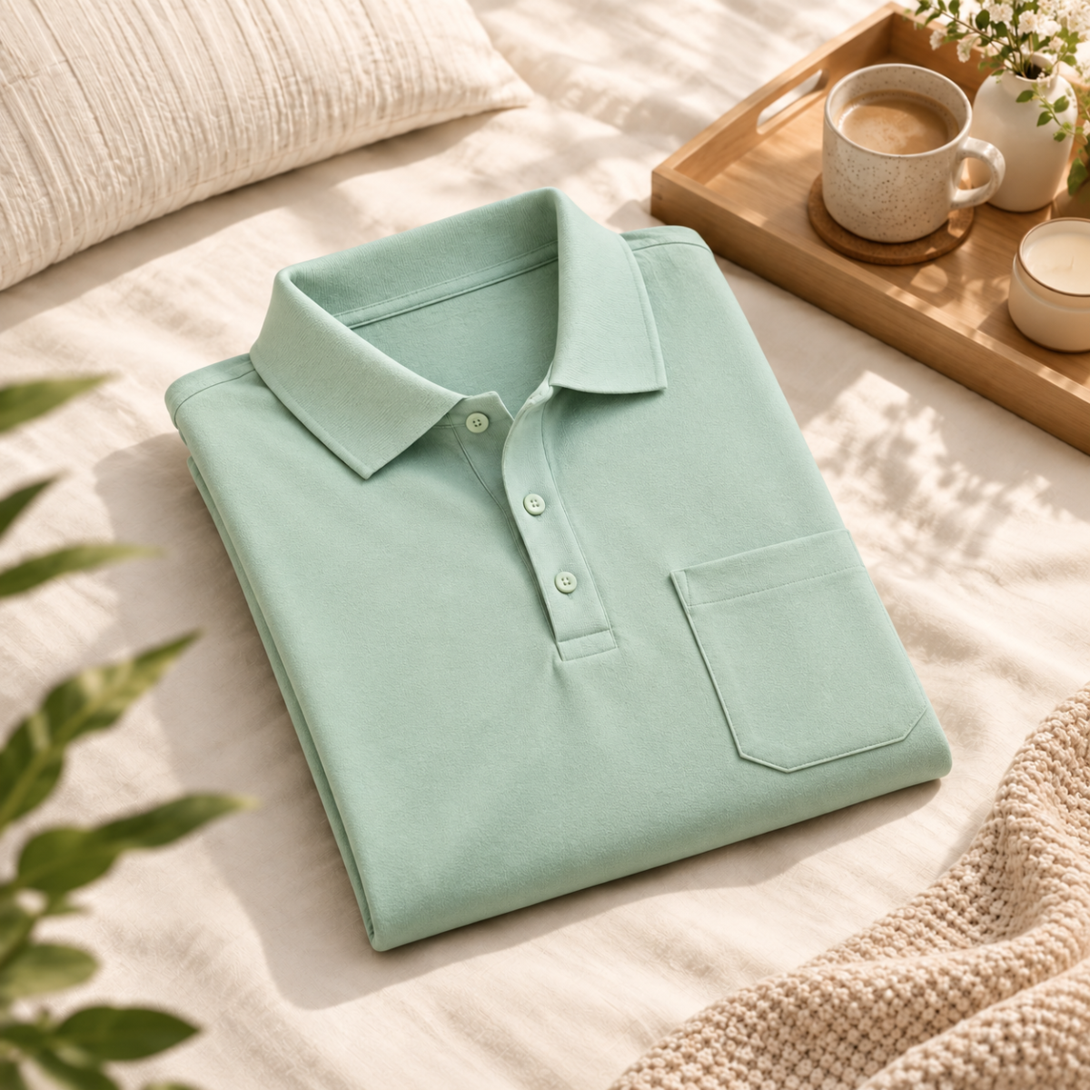 Premium Solid Polo T-Shirt for Men | Mint Green | T6