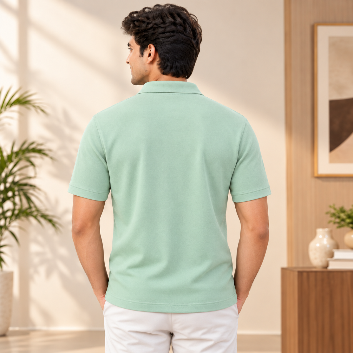Premium Solid Polo T-Shirt for Men | Mint Green | T6
