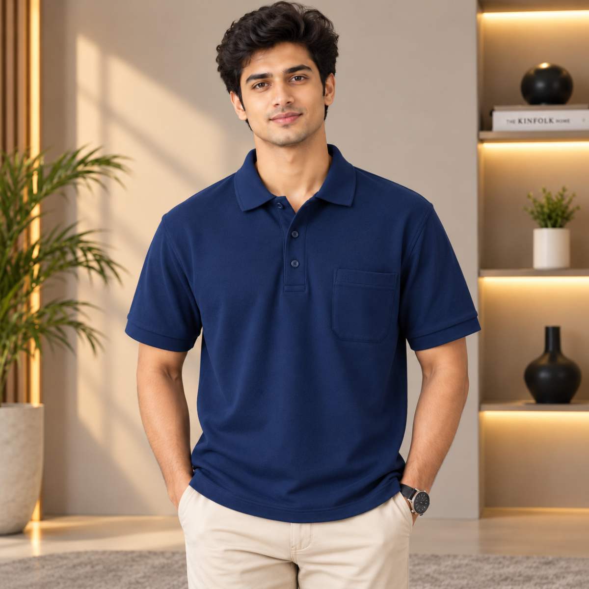 Premium Solid Polo T-Shirt for Men | Navy Blue | T7