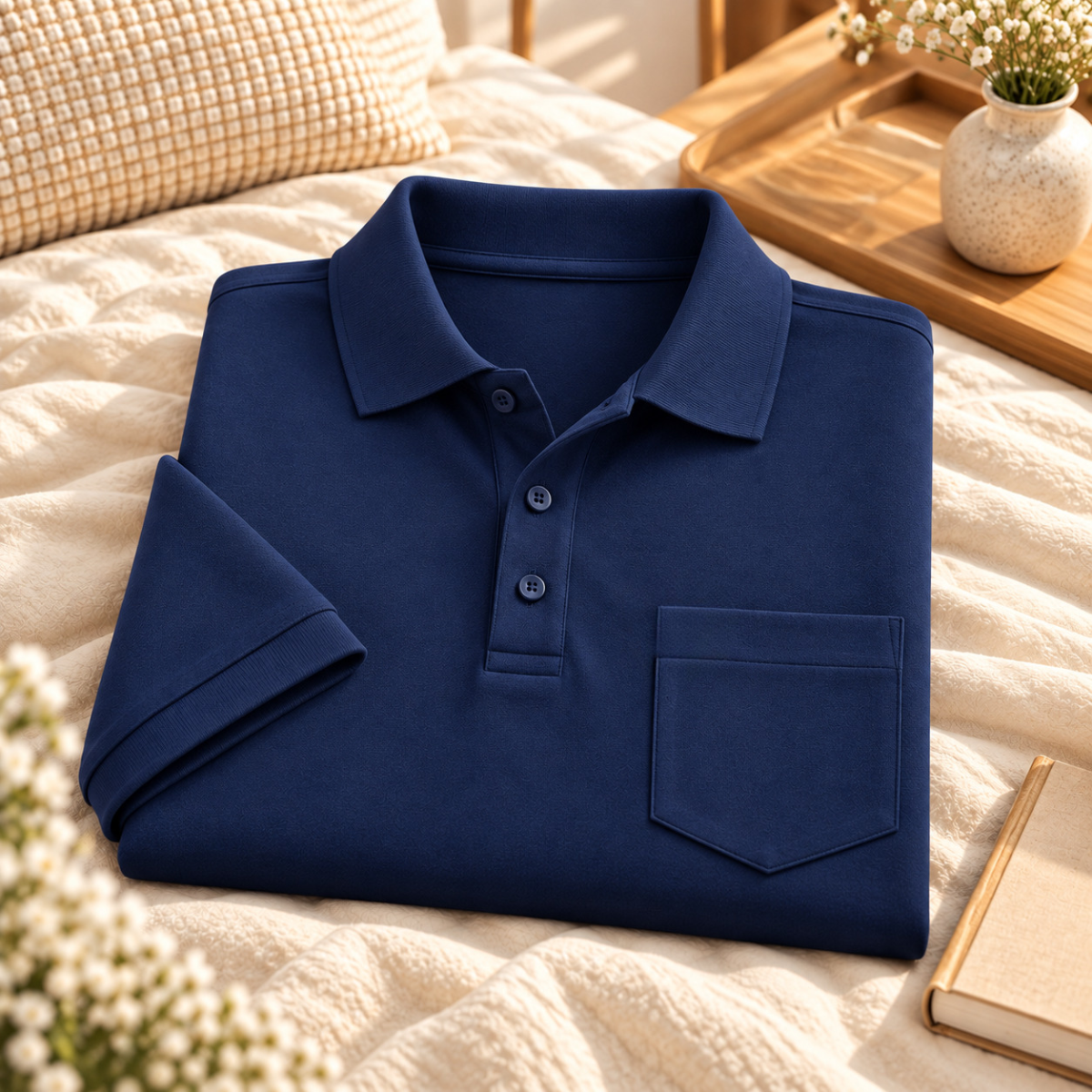 Premium Solid Polo T-Shirt for Men | Navy Blue | T7