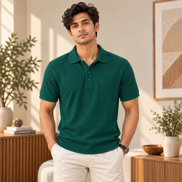 Premium Solid Polo T-Shirt for Men | Forest Green | T8