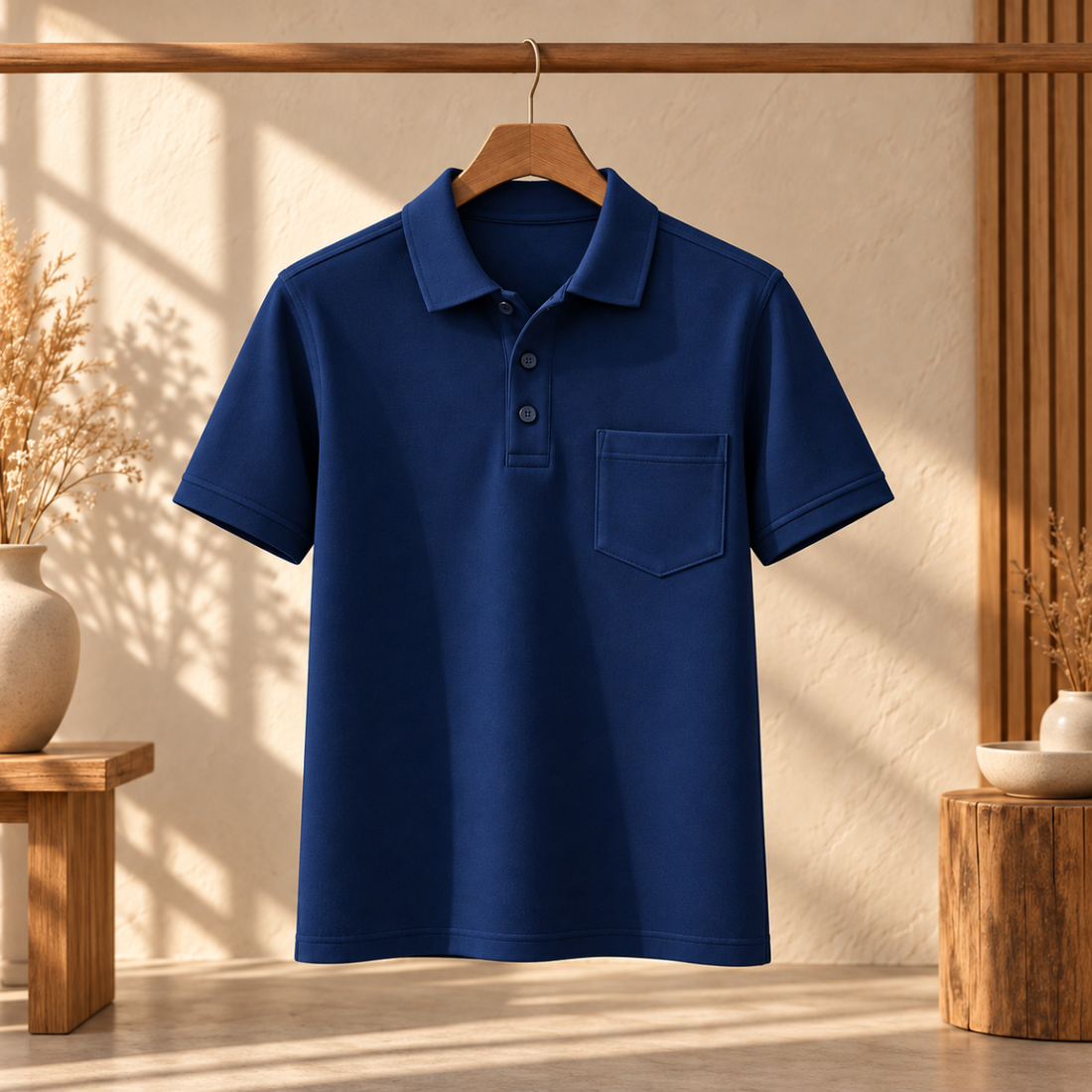 Premium Solid Polo T-Shirt for Men | Blue | T1