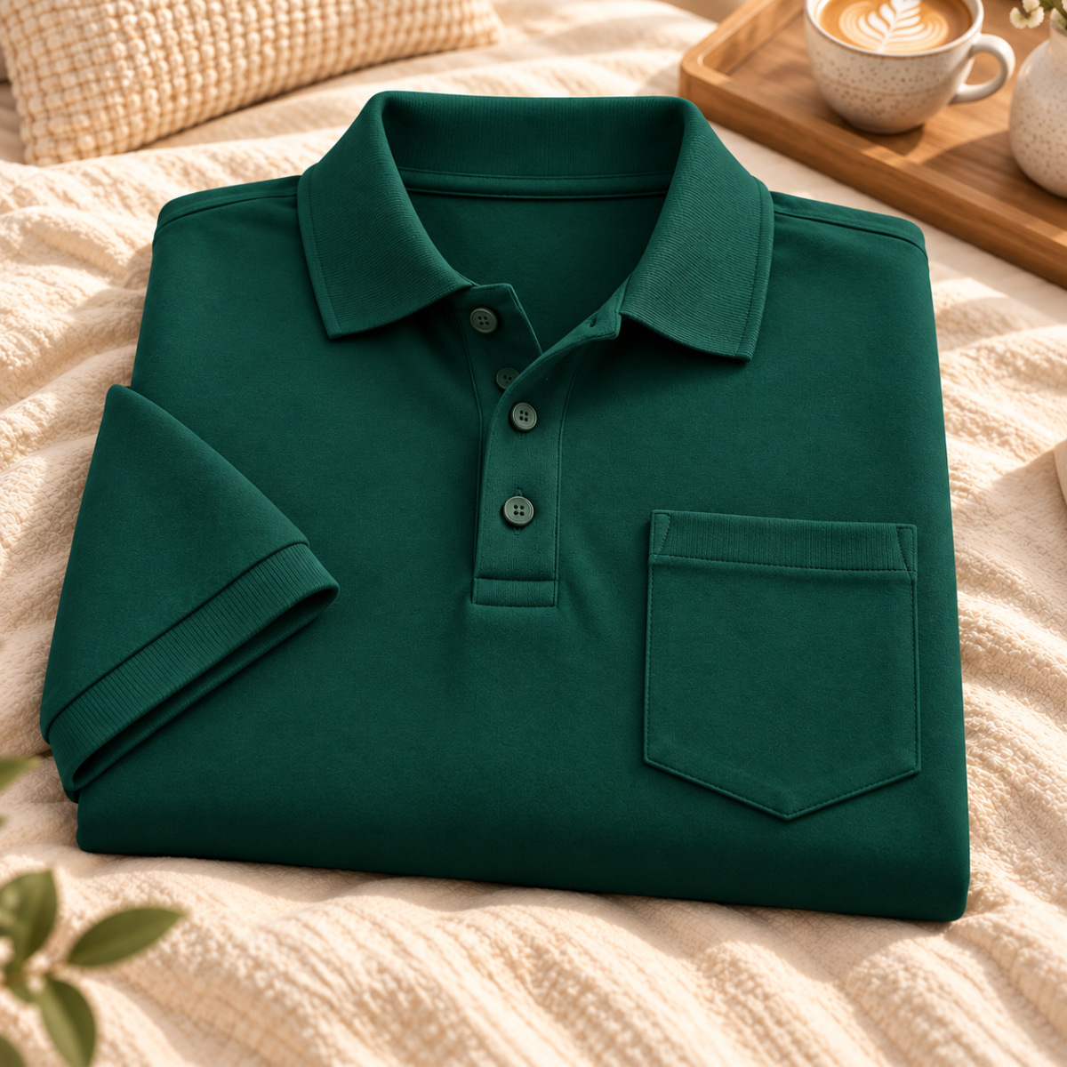 Premium Solid Polo T-Shirt for Men | Forest Green | T8