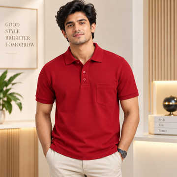 Premium Solid Polo T-Shirt for Men | Red | T9