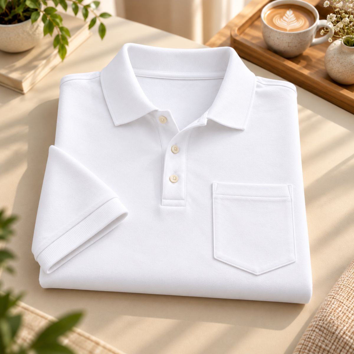 Premium Solid Polo T-Shirt for Men | White | T10