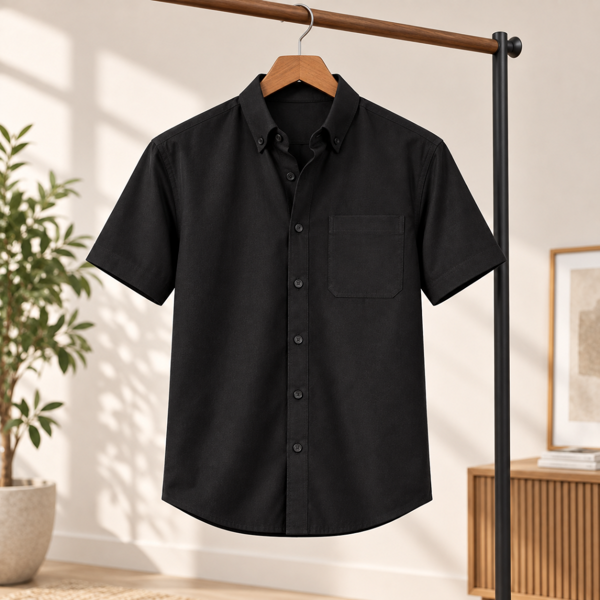 Premium Solid Half Sleeve Shirt for Men | Black ( S1 )
