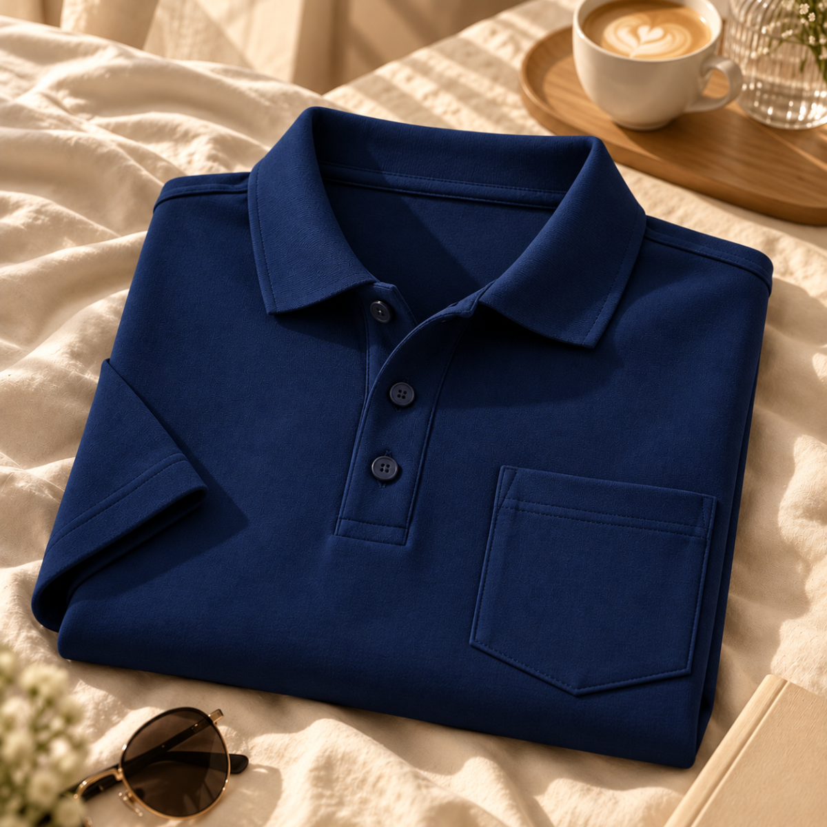 Premium Solid Polo T-Shirt for Men | Blue | T1