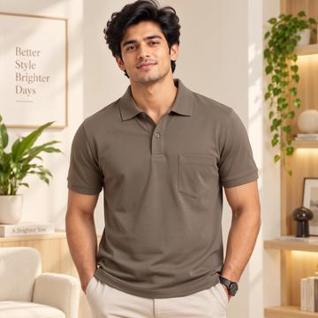 Premium Solid Polo T-Shirt for Men | Taupe | T11