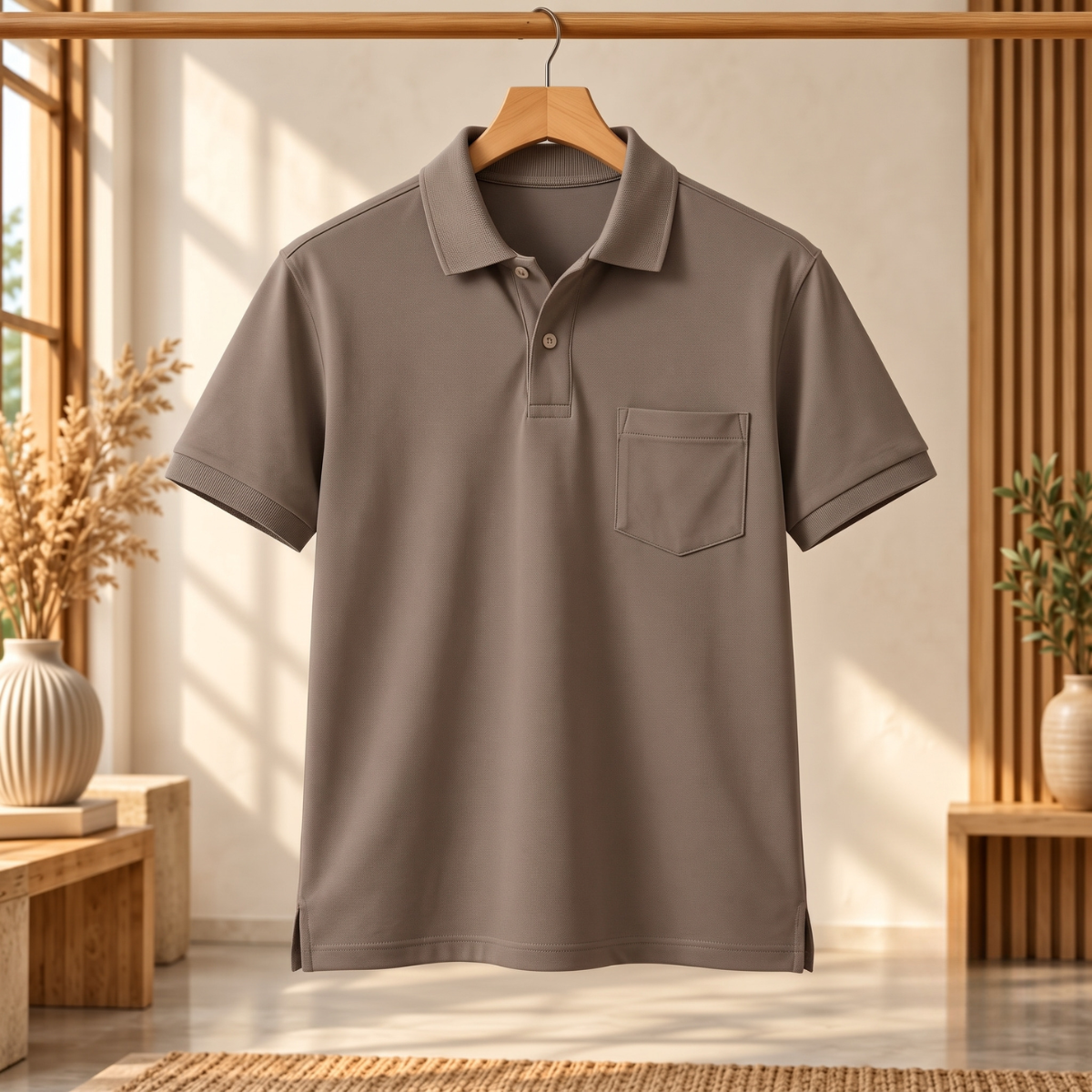 Premium Solid Polo T-Shirt for Men | Taupe | T11