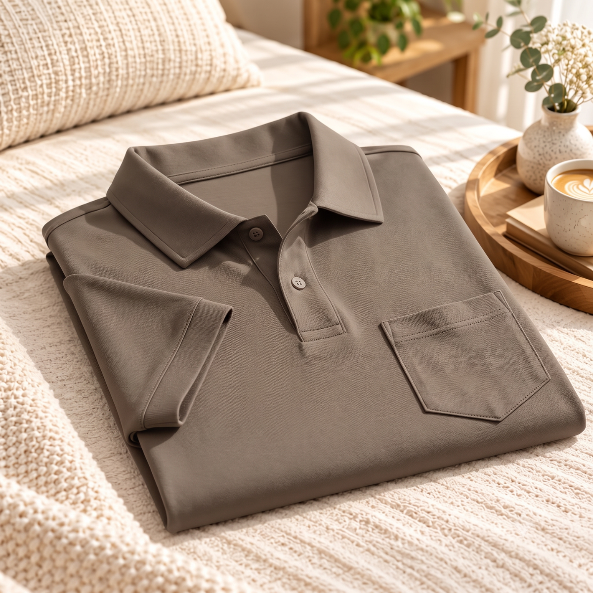 Premium Solid Polo T-Shirt for Men | Taupe | T11