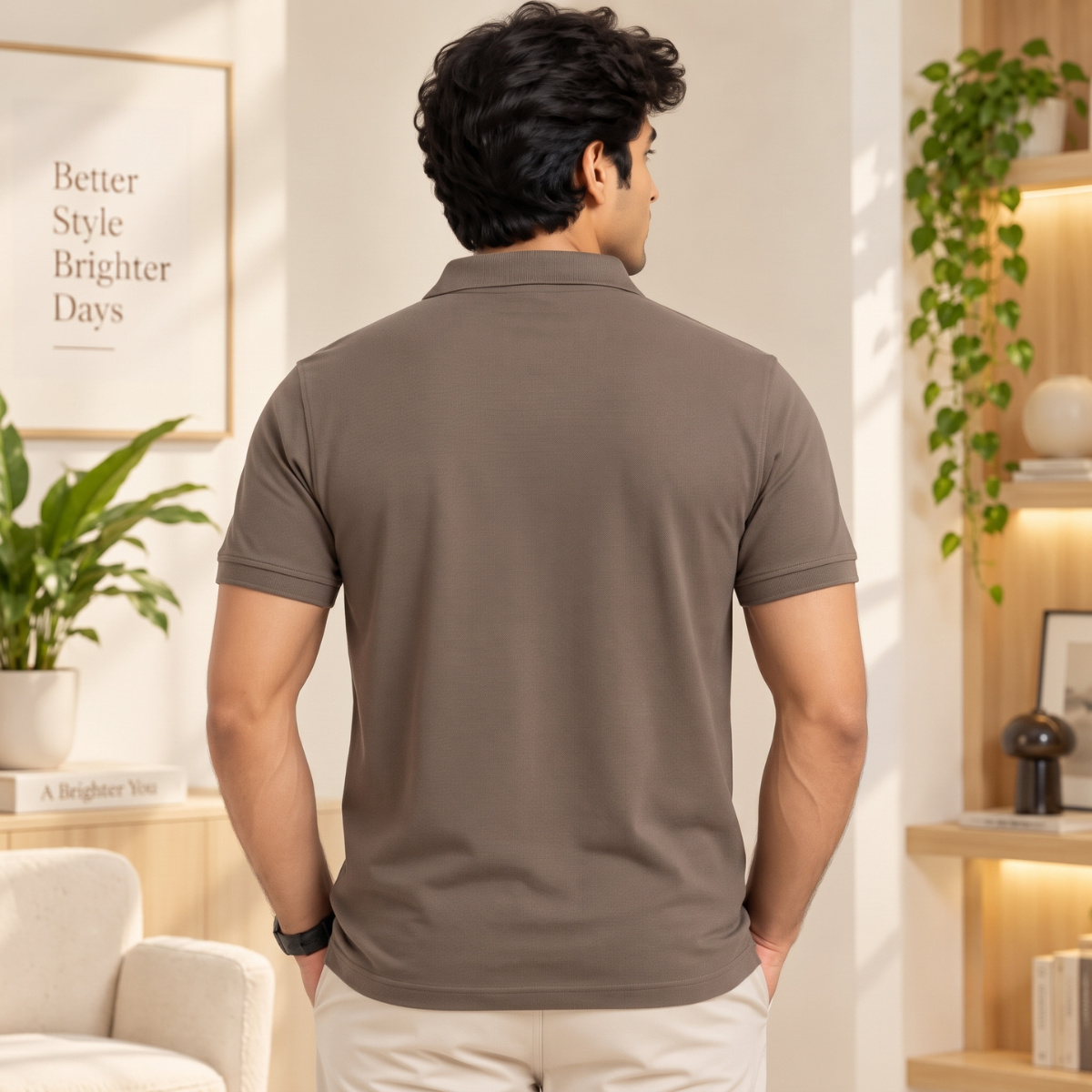 Premium Solid Polo T-Shirt for Men | Taupe | T11