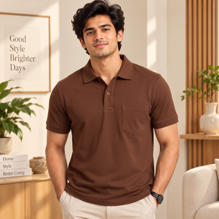 Premium Solid Polo T-Shirt for Men | Brown | T12