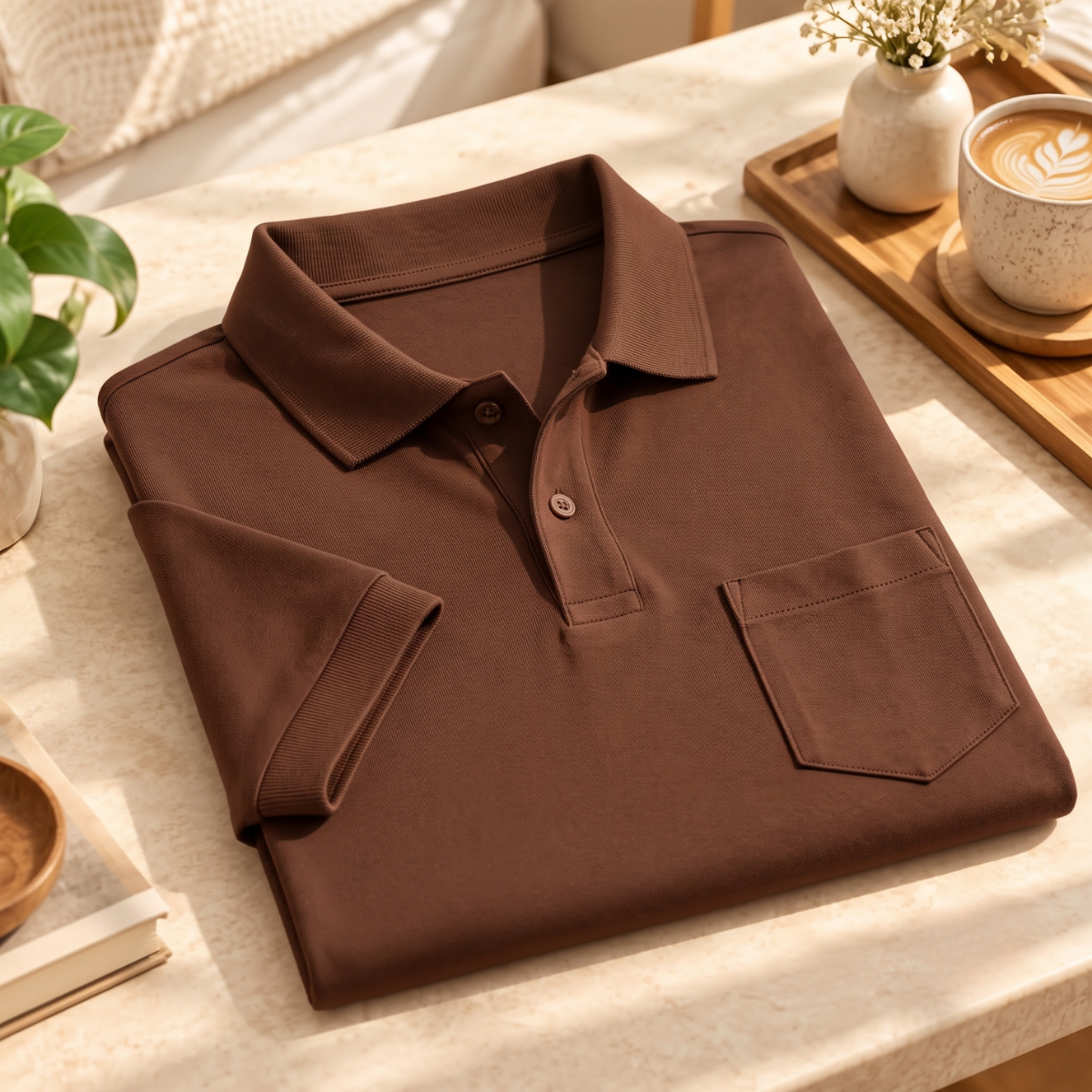 Premium Solid Polo T-Shirt for Men | Brown | T12