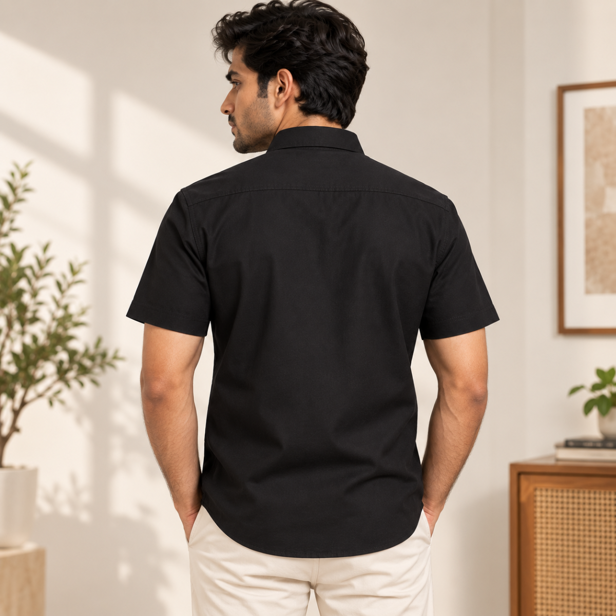 Premium Solid Half Sleeve Shirt for Men | Black ( S1 )