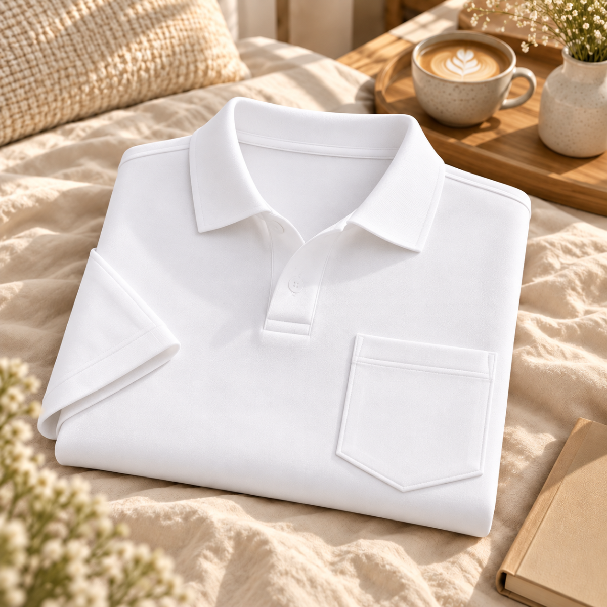 Premium Solid Polo T-Shirt for Men | White | T2