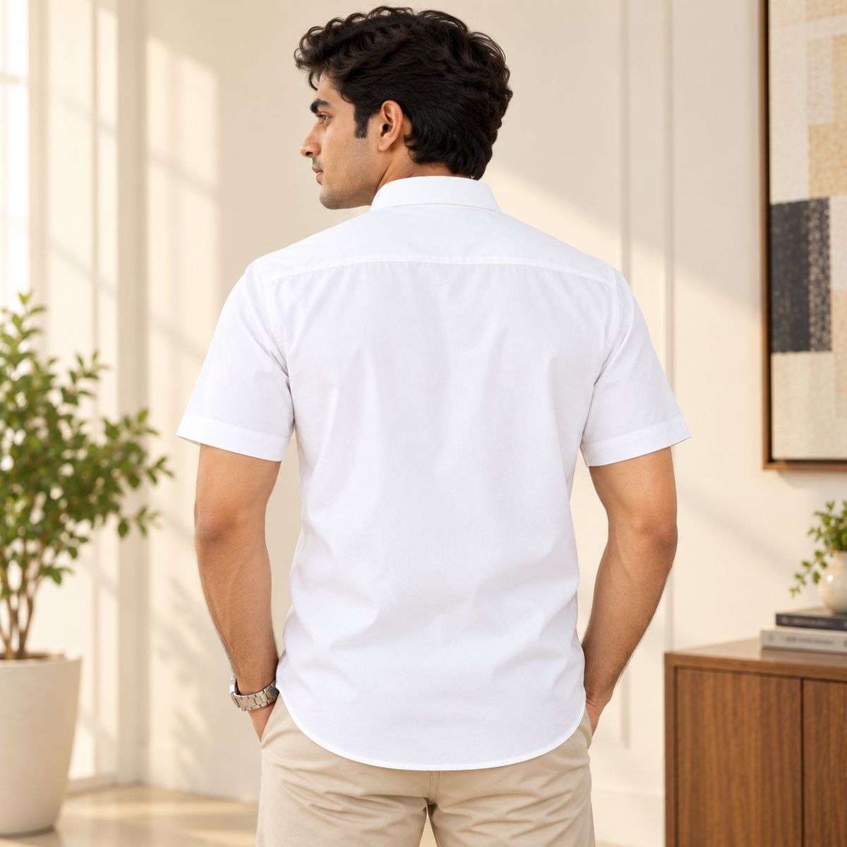 Premium Solid Half Sleeve Shirt for Men | White ( S2 )